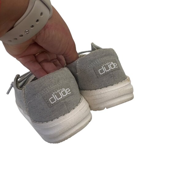 Hey Dude Wendy Yount Girls SZ 2 Gray Chambray Casual Slip-On Shoes - Picture 9 of 12